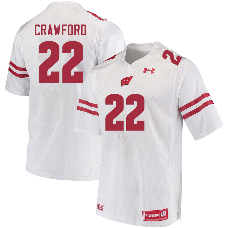 Men #22 Loyal Crawford Wisconsin Badgers College Football Jerseys Sale-White